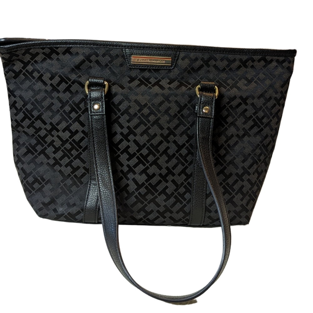 Tommy Hilfiger Logo Black Satchel Purse